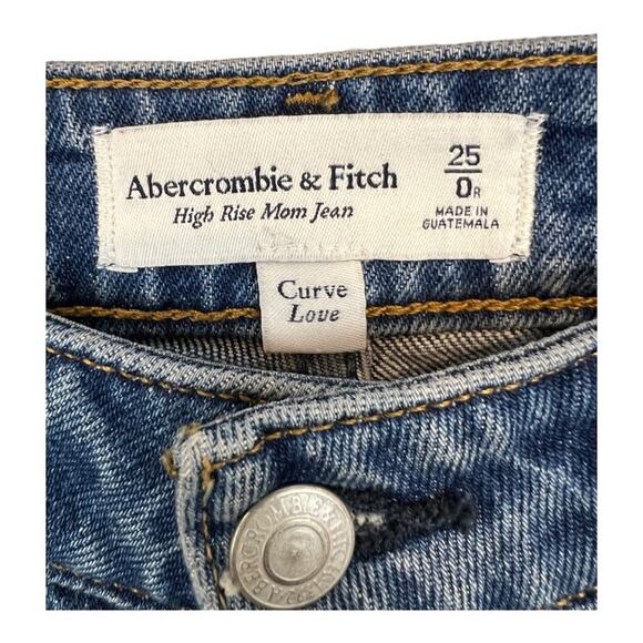 Abercrombie & Fitch Curve Love High Rise Mom Jeans Distressed Size 25 - Picture 4 of 11